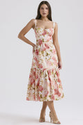 Damen Maxikleid mit floralem Print und voluminösem Rock R&B
