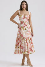 Damen Maxikleid mit floralem Print und voluminösem Rock R&B