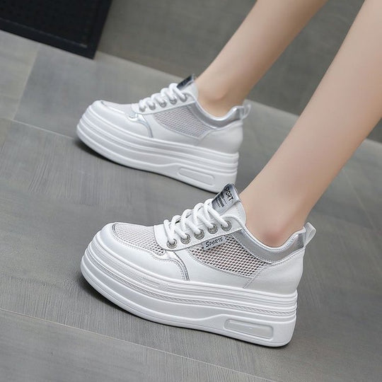 Damen Sportliche Plateau Sneakers mit atmungsaktiver Mesh-Oberfläche und schockabsorbierender Sohle R&B