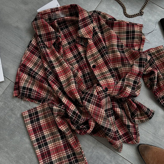 Damen oversized Karohemddesign R&B
