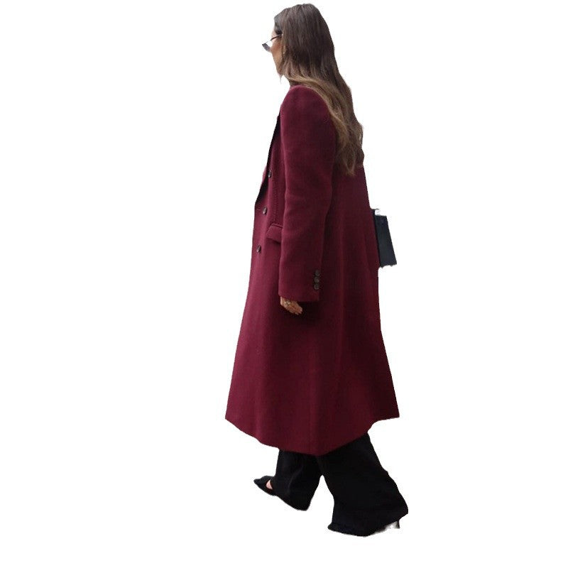 Damen eleganter langer Wollmantel R&B