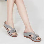 Damen Komfortable Clogs mit floralen Applikationen und atmungsaktiven Einsätzen R&B