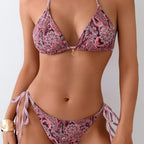 Damen Triangel-Bikini mit filigranem Paisley-Muster