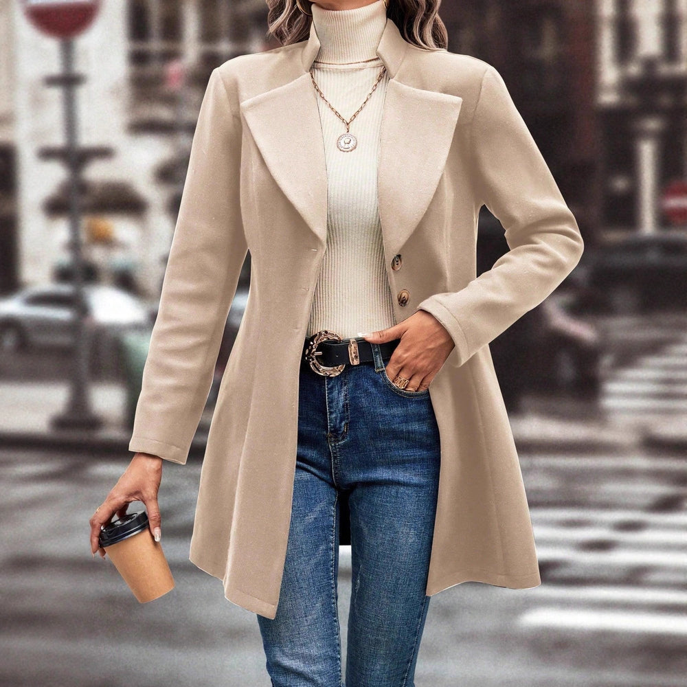 Damen eleganter Langblazer mit modernem Kragen und tailliertem Schnitt R&B