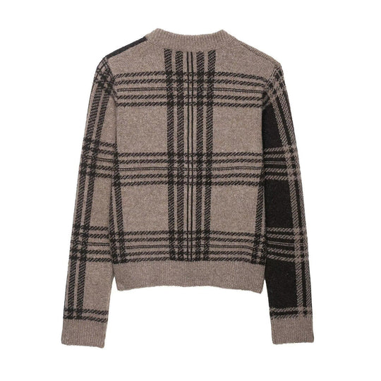 Damen Chicer Karoknopf-Pullover R&B