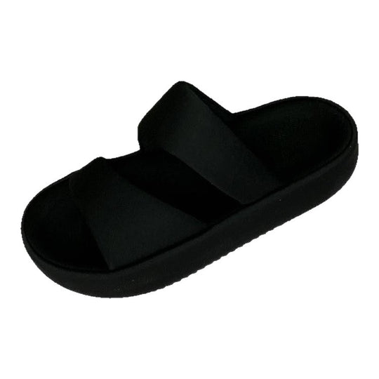 Damen komfortable Plateau-Sandalen mit breitem Doppelriemen und rutschfester Sohle R&B