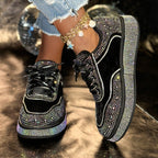 Damen Glamouröse Sneaker mit funkelnden Strass-Applikationen und bequemer Sohle