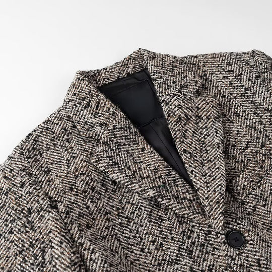 Damen Elegante Wollblazerjacke mit Taillengürtel R&B