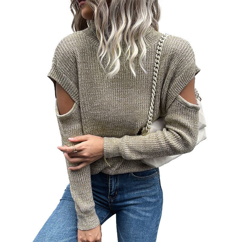 Damen Strickpullover mit schulterfreiem Design R&B