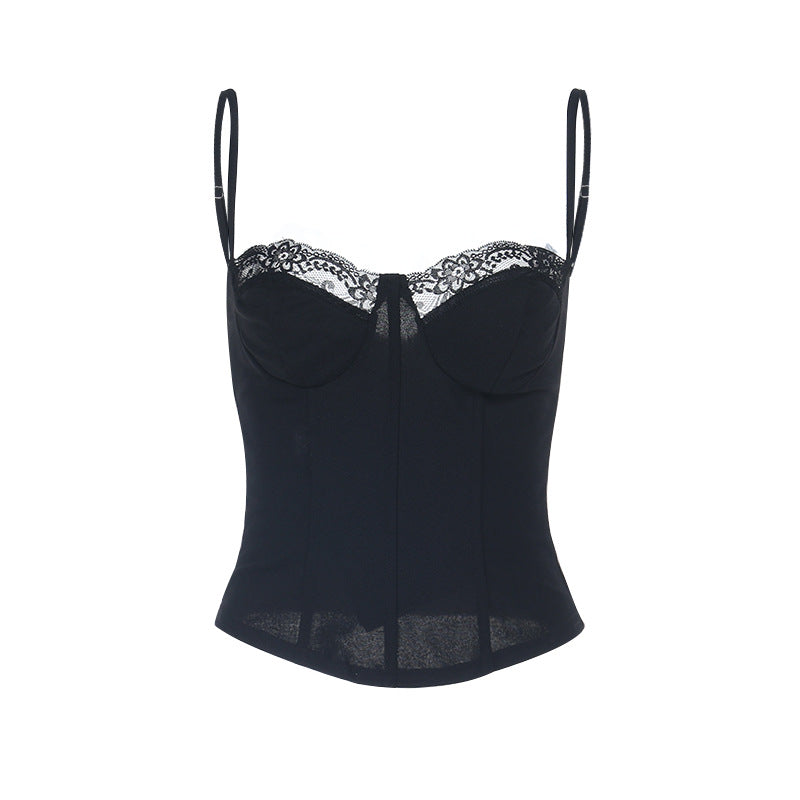 Damen Spitzen-Corsage mit verstellbaren Trägern und geschnürtem Detail R&B
