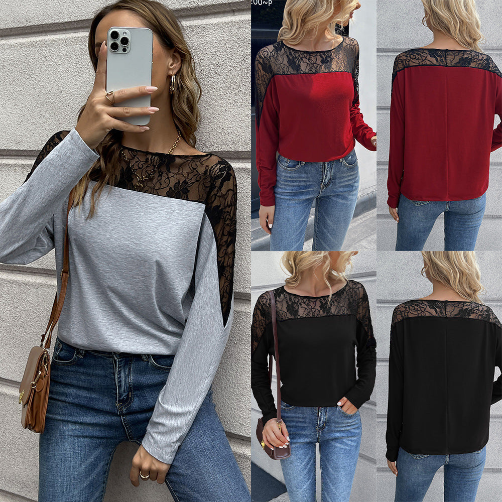 Damen T-Shirt mit Spitze und modischem Schnitt