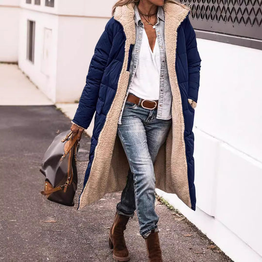 Damen Lange Gefütterte Winterjacke mit Luxuriösem Innenfutter R&B