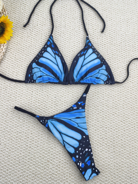 Damen Bikini-Set mit trendigem Schmetterlingsdesign und verstellbaren Bändern R&B