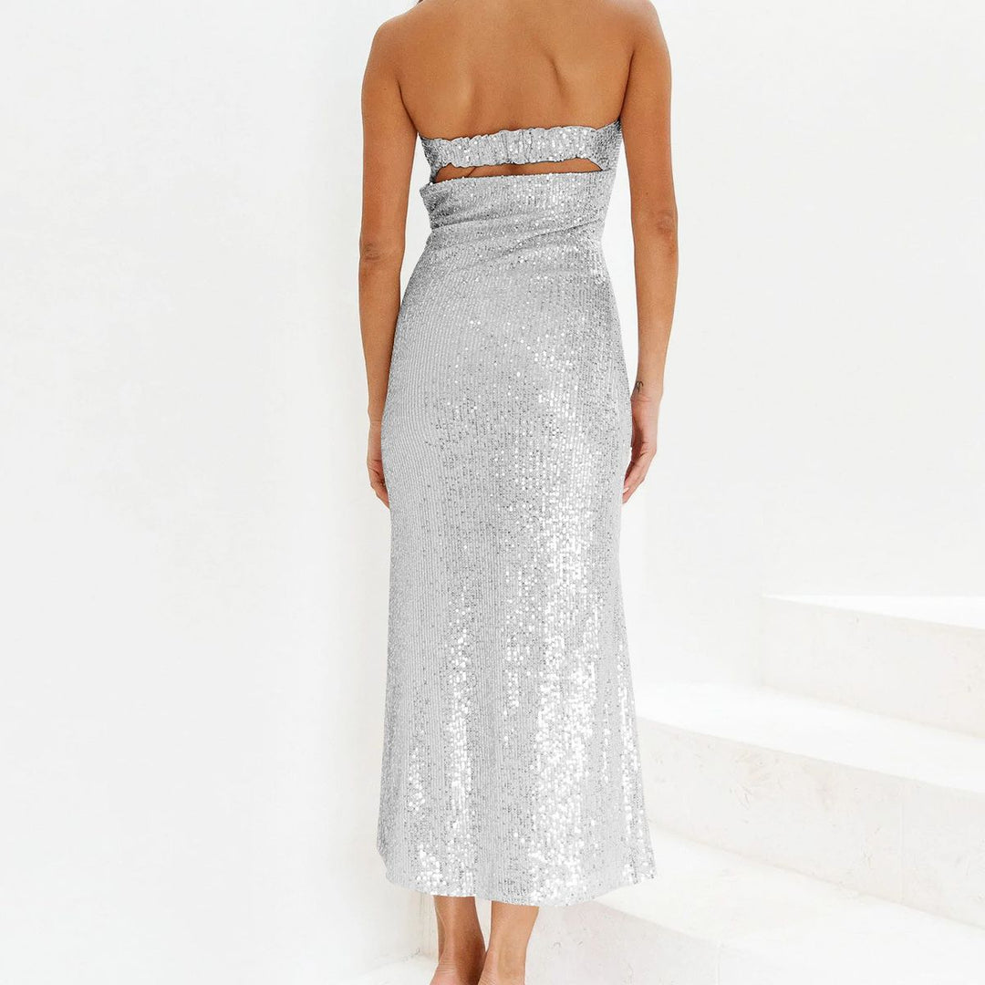Damen Glamouröses Langrockkleid mit Glitzerakzenten R&B