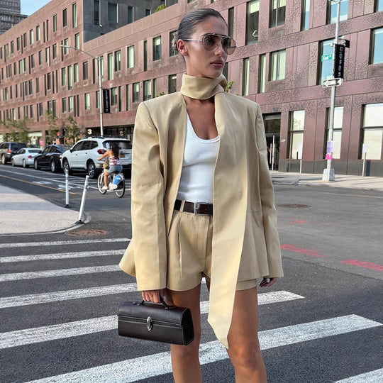 Damen Anzugjacke mit raffinierter Schluppe und weichem Schnitt R&B