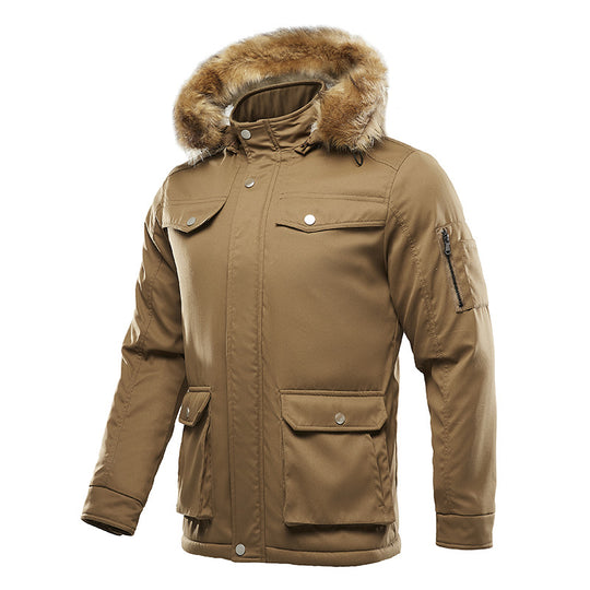 Herren isolierte Winterjacke mit abnehmbarer Kapuze und Futter R&B