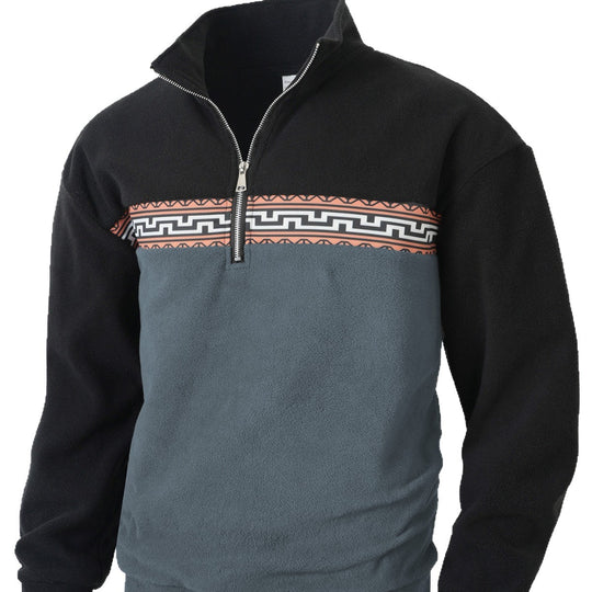 Herren Fleece Pullover mit modischem Stehkragen R&B