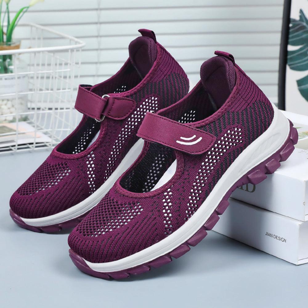 Damen Sportliche Ballerinas mit Klettverschluss und atmungsaktivem Obermaterial R&B