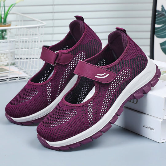 Damen Sportliche Ballerinas mit Klettverschluss und atmungsaktivem Obermaterial R&B