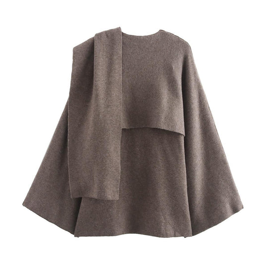 Damen modischer Umhangpullover aus weichem Material R&B