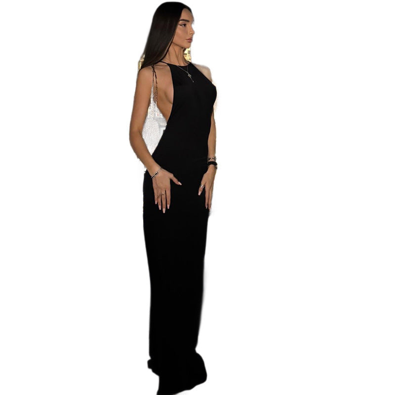 Damen Skulpturaler Maxikleid im minimalistischen Design mit seitlichen Cut-Outs R&B