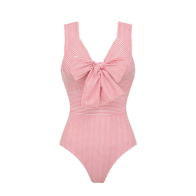 Damen Striped Bikini-Set mit eleganter Wickelbluse und modischem Rock R&B