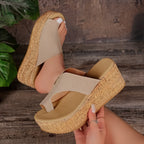 Damen Wedge-Pantoletten mit offenem Zehenbereich und rutschfester Korksohle R&B