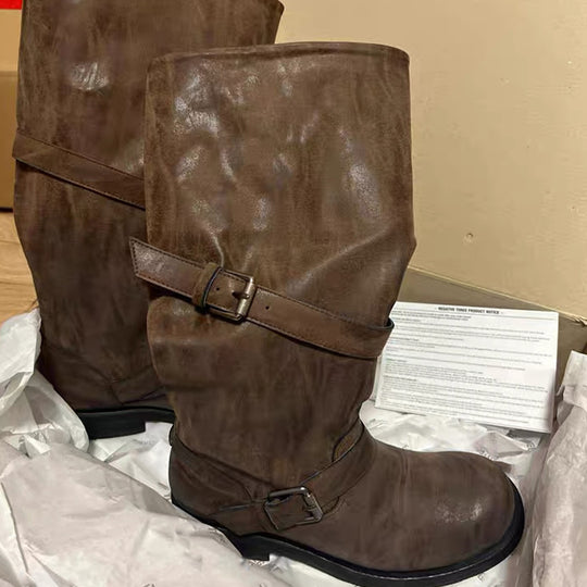 Damen Overknee-Stiefel mit glamourösem Schnallenverschluss R&B