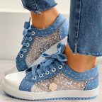 Damen Sneakers mit transparentem Obermaterial und floralen Details R&B