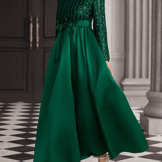 Damen Glamouröses Maxikleid mit Paillettenakzenten und schimmerndem Rock R&B