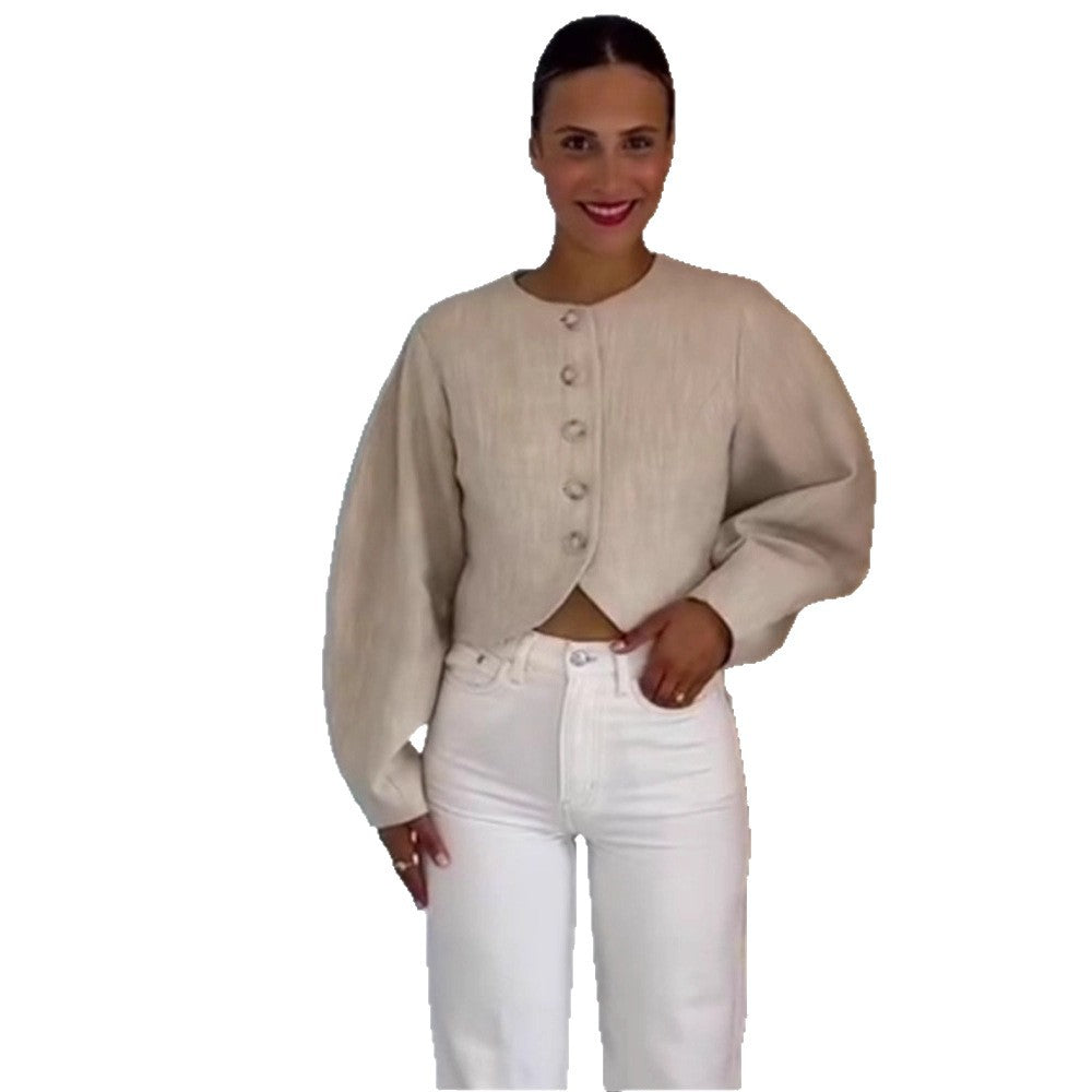 Damen Modische Jacke mit voluminösen Ärmeln R&B