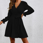 Damen Wickelkleid mit voluminösen Ärmeln R&B