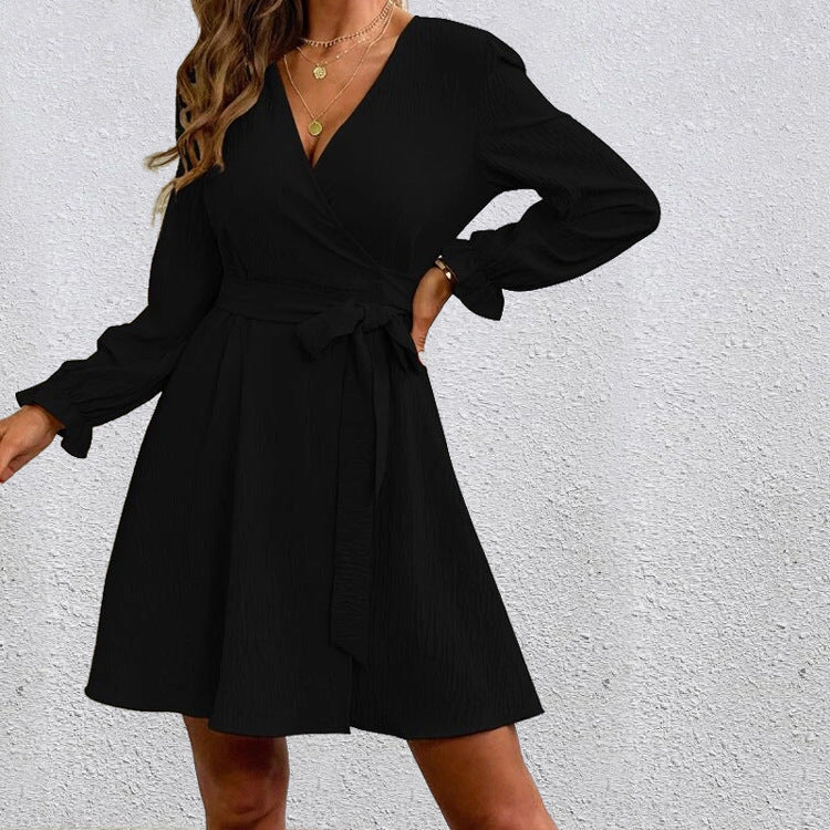 Damen Wickelkleid mit voluminösen Ärmeln R&B