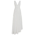 Damen Maxikleid mit asymmetrischem Saum und tiefem V-Ausschnitt R&B
