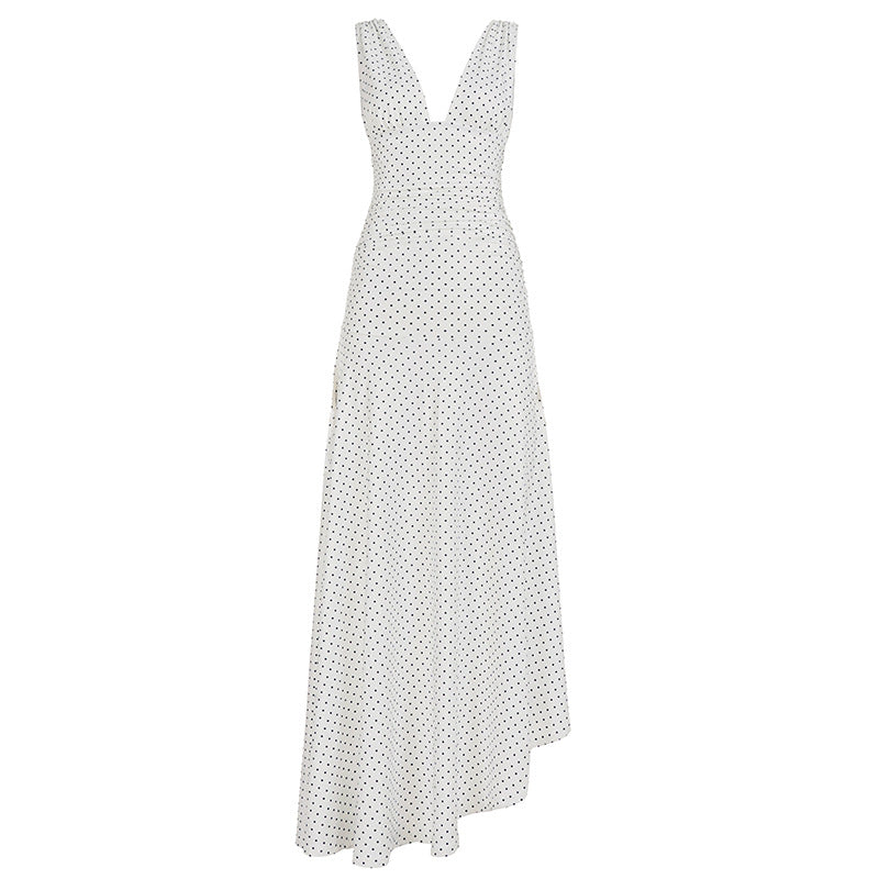 Damen Maxikleid mit asymmetrischem Saum und tiefem V-Ausschnitt R&B