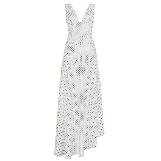 Damen Maxikleid mit asymmetrischem Saum und tiefem V-Ausschnitt R&B