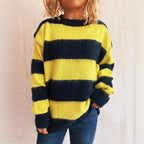 Damen lässiger Streifenpullover im Oversized-Schnitt R&B