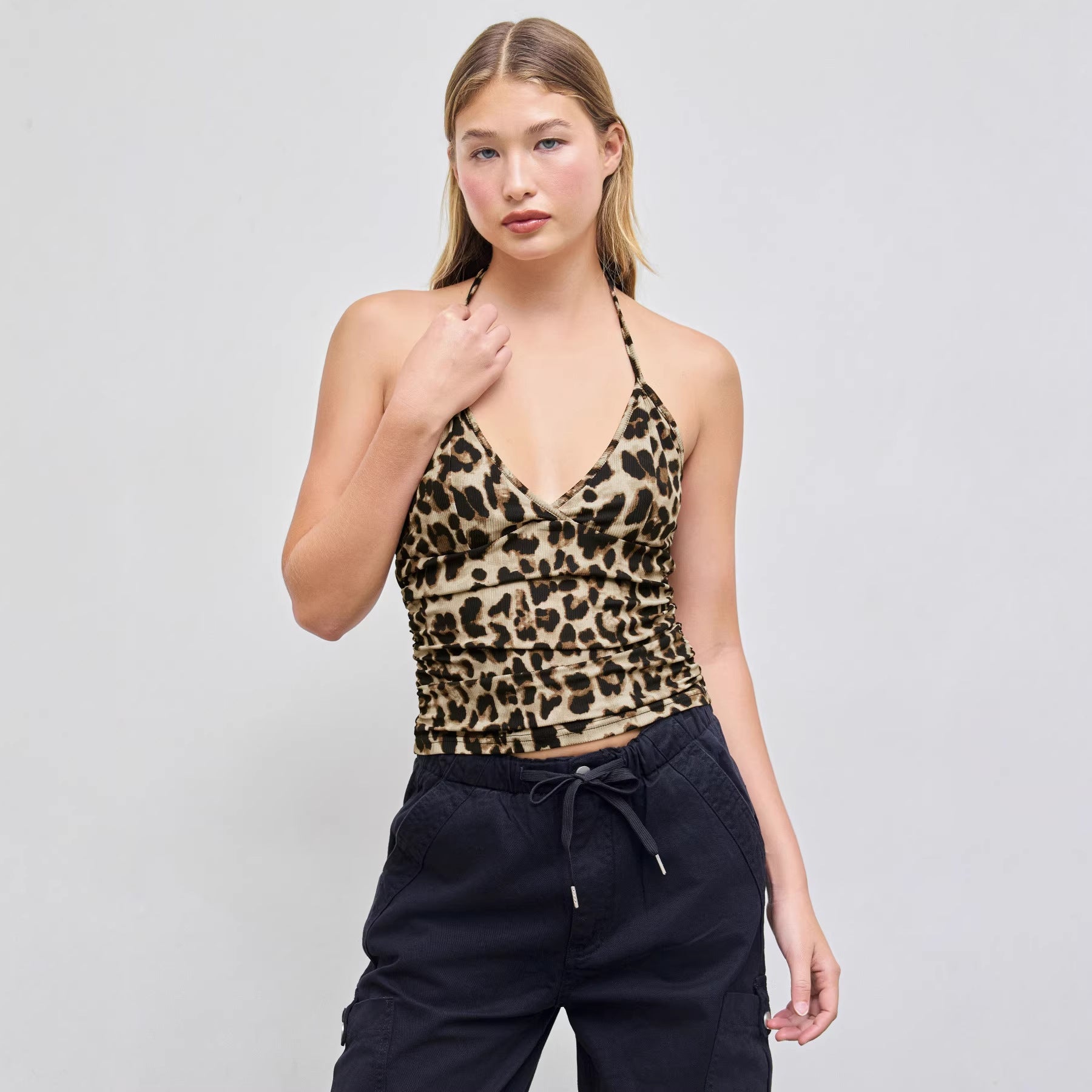 Damen Spaghettiträgershirt im Leopardenmuster R&B