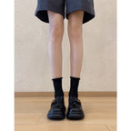 Damen elegante Loafers mit klobigem Absatz und dekorativem Schnallenakzent