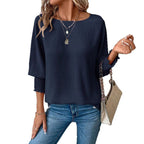 Damen Oversized Bluse mit lässigem Schnitt und elastischen Ärmeln R&B