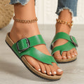 Damen Verstellbare Schnalle Zehentrenner Sandalen mit Korkfußbett Heidi-Mode