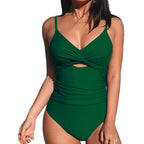 Damen Einteiler Badeanzug mit modernem Wickeldetail und verstellbaren Trägern R&B