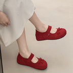 Damen Ballerinas mit praktischem Klettverschluss und verspieltem Schleifendetail EB