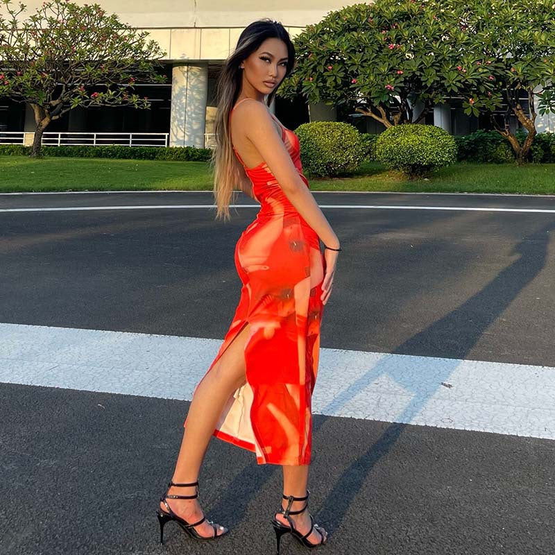 Damen figurbetontes Minikleid mit kreativem Grafikdruck R&B