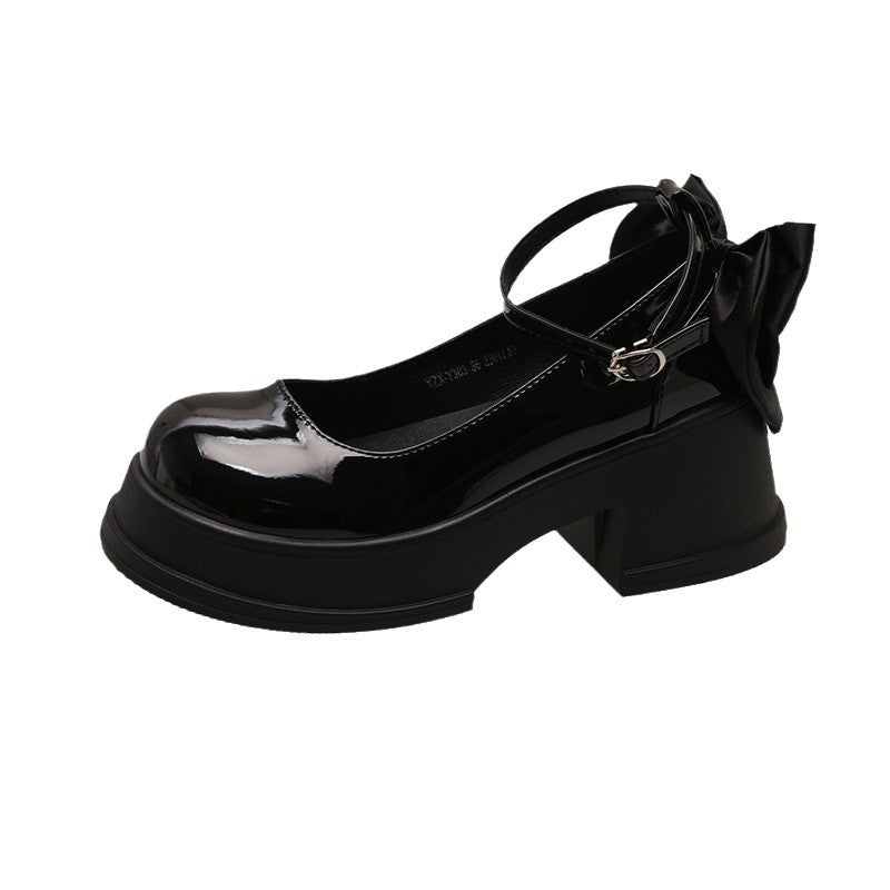 Damen Plateau-Mary Jane Schuhe mit elegantem Schleifen-Detail R&B