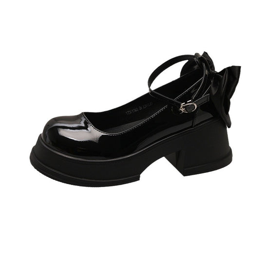 Damen Plateau-Mary Jane Schuhe mit elegantem Schleifen-Detail R&B