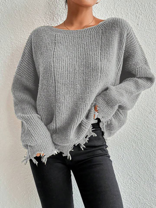 Damen Baumwollpullover mit lässigem Oversized-Schnitt R&B