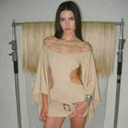Damen elegantes Oversized Kleid mit transparenten Einschnitten und R&Brnem Design R&B