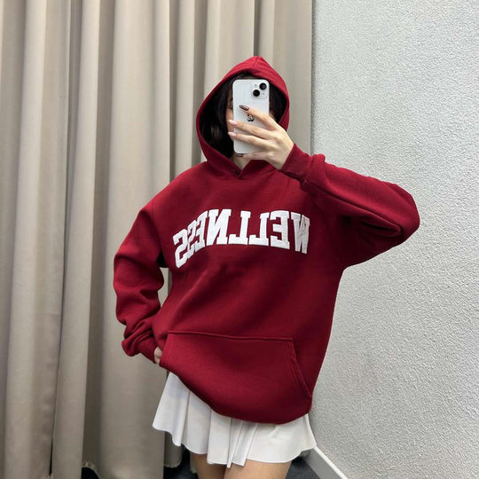 Damen Hoodie mit großem Logo und Kängurutasche R&B