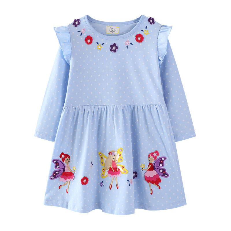 Mädchen Langarmkleid mit fröhlichen Feen-Applikationen R&B